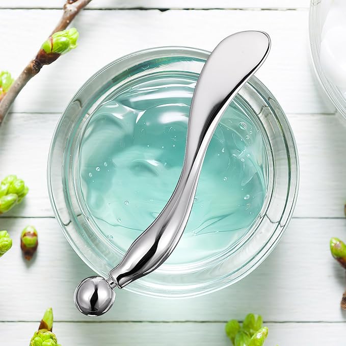 Zinc Alloy Eye Cream Spoon for Eye Fatigue Relief and Facial Massage - Multi-Functional Beauty Tool for Skincare Application (Silver)