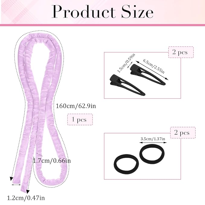 Heatless Curling Rod Headband, Heatless Hair Curler Heatless Curls Overnight for Short Long Hair No Heat Overnight Curls with Thin Curlers to Sleep In for Short Hair (Purple)