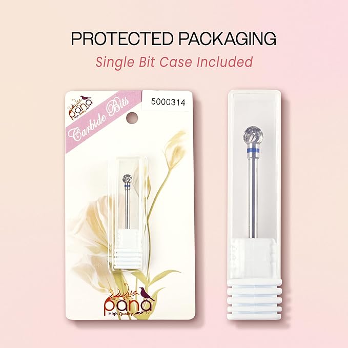 PANA 3/32" Carbide Cuticle Nail Drill Bit for Cuticle Cleaning, Dead Skin Removal, Gel Polish & Acrylic Removal, Under Nail Cleaner, Nail Salon, Manicure Tools (Large Ball Head - Silver, Medium)