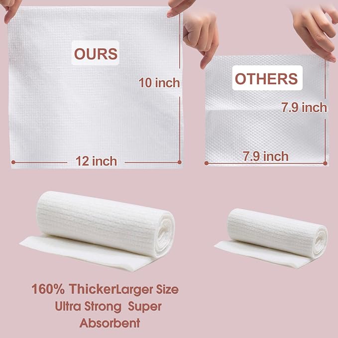 Disposable Face Towel Cloth Thicker Large Size 10"X12"Face Towelettes Disposable for Washing Clean Skin Towels Cleaning Towels