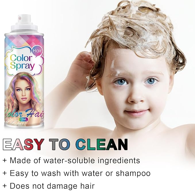 Temporary Hair Color Spray, Purple One-Time Use Hair Color Dye for Women and Kids, Disposable Natural Hair Dye-On 1-Day Washable for Cosplay Party DIY,Christmas Party, Halloween (Purple)