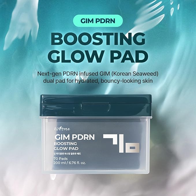 ISNTREE GIM PDRN Boosting Glow Toner Pad | Hydrating & Firming Dual-Sided Facial Pads with Korean Seaweed (GIM) PDRN | Pore Tightening, Smooth Makeup Base | Korean Skin Care, 70 Pads (1 Pack)