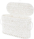 Toilet Paper Basket,Wicker Toilet Paper Storage with Lid,Decorative Boho Wicker Basket for Bathroom,Free Standing-Cream White