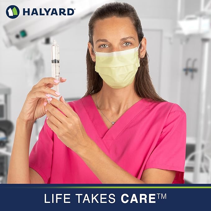 HALYARD Level 1 Disposable Procedure Mask, Earloops, Yellow, 47567