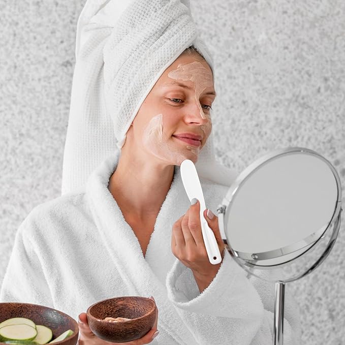 6Pcs Resuable Cosmetic Spatula, Mask Applicator Tool Small Plastic Makeup Face Mask Spatula, Creams Mixing, Skincare or Scraping Jars, Face Brush 8.11 1.22 Inch (White)