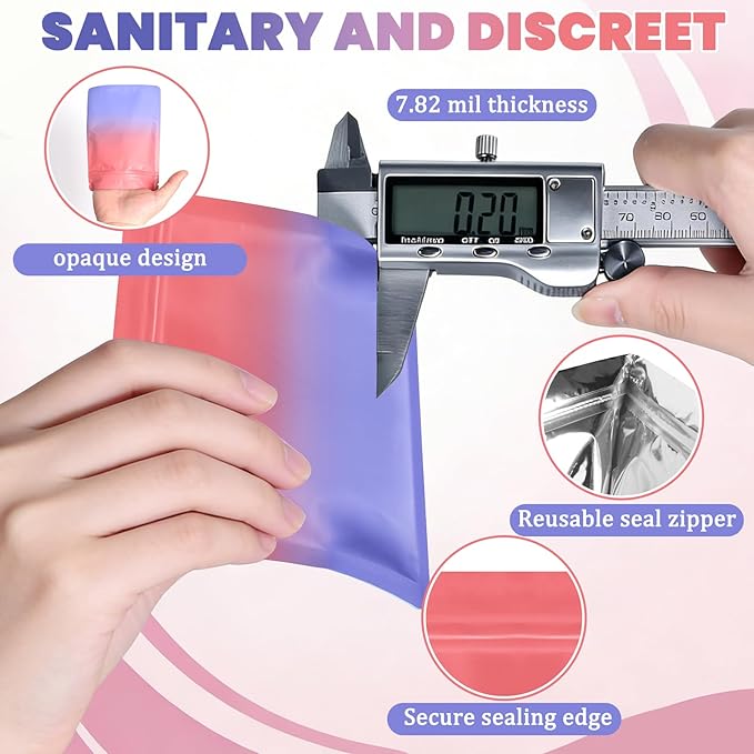 Disposable Sanitary Hygiene Disposal Bags for Bag Period Tampon Napkin Trash, 100pcs, Discreet Privacy Cover, Stylish Look, Self-Adhesive Seal,Portable for Purse, Bathroom, School,Travel(Pink-Purple)