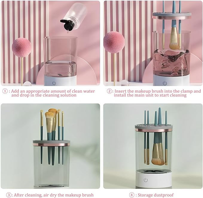 US Electric Makeup Brush Cleaner Portable Makeup Brush Cleaner Machine USB Powered Cosmetic Brush Cleaner Deep Cleaning Cosmetics Brushes Cleaning Tools for Makeup Brush 16x9x9cm(White)