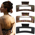 4 Inch Large Hair Claw Clips, No Slip Square Unbreakable Big Hair Clips for Women Thick Long Curly Hair, 3 Pack
