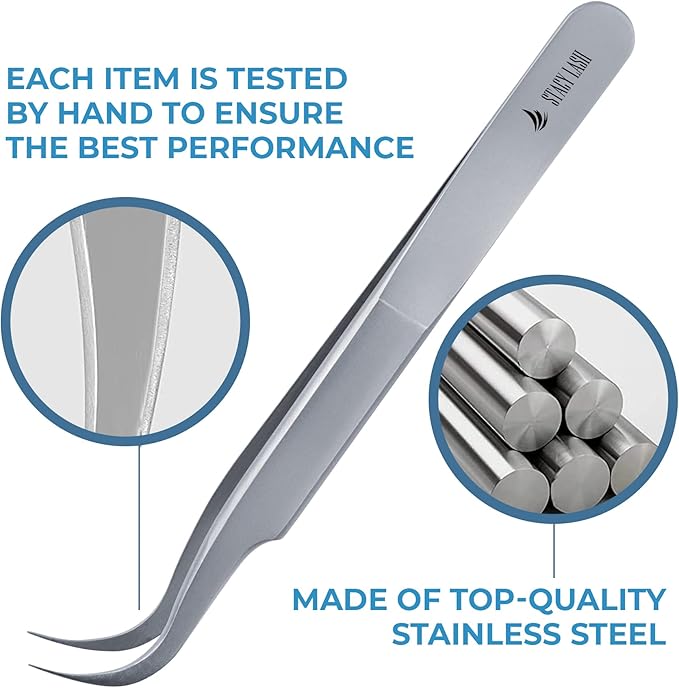 Stacy Lash STL-8 Curved Eyelash Extension Tweezers/Eyelashes Separator Tool/Supplies for Isolation Individual False Lashes, Volume & Classic Extensions/Precision Tools/Beauty Accessories