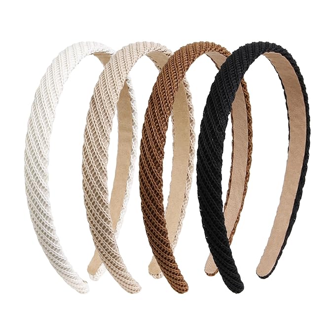 Headbands for Women Thin Knitted Hairbands Fashion Non Slip Headband for Women's Hair Cute Solid Colors Hair Accessories 4 PCS