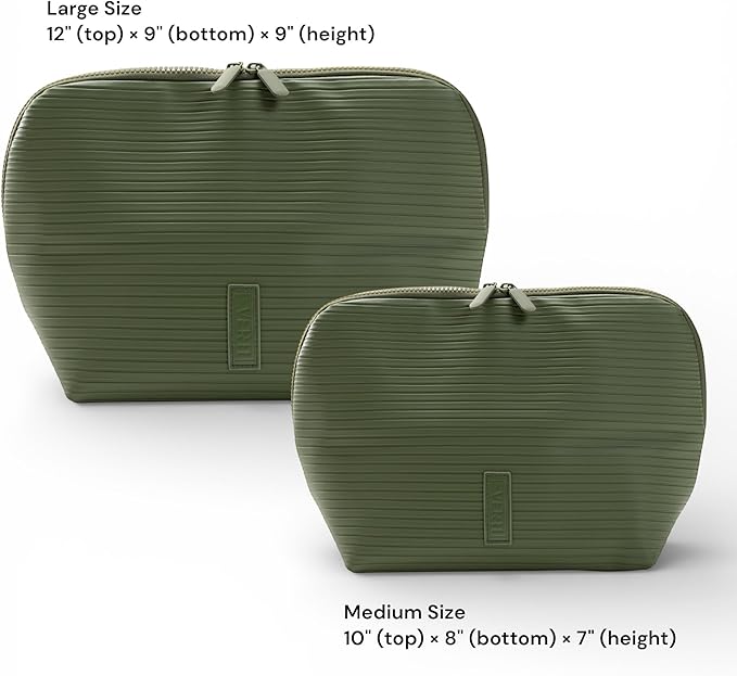 THE VERTI-Vertical Waterproof Makeup & Toiletry Bag | 23-Pocket Organizer with Upright, Fold-Down Design for Skincare, Toiletries & Essentials (Olive)