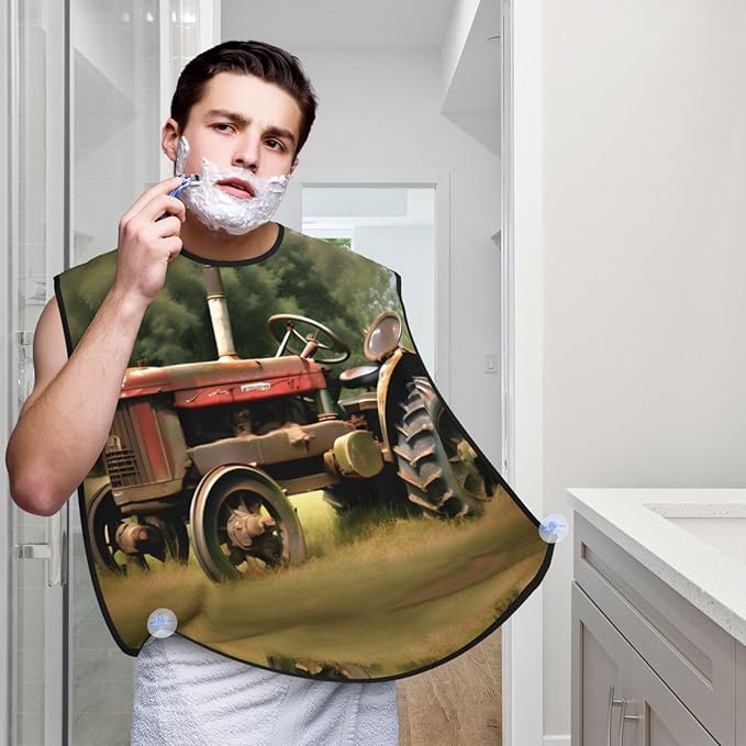 Beautiful Peacock Print Beard Bib Shaving Apron, Beard Hair Trimming Cape Gift For Dad