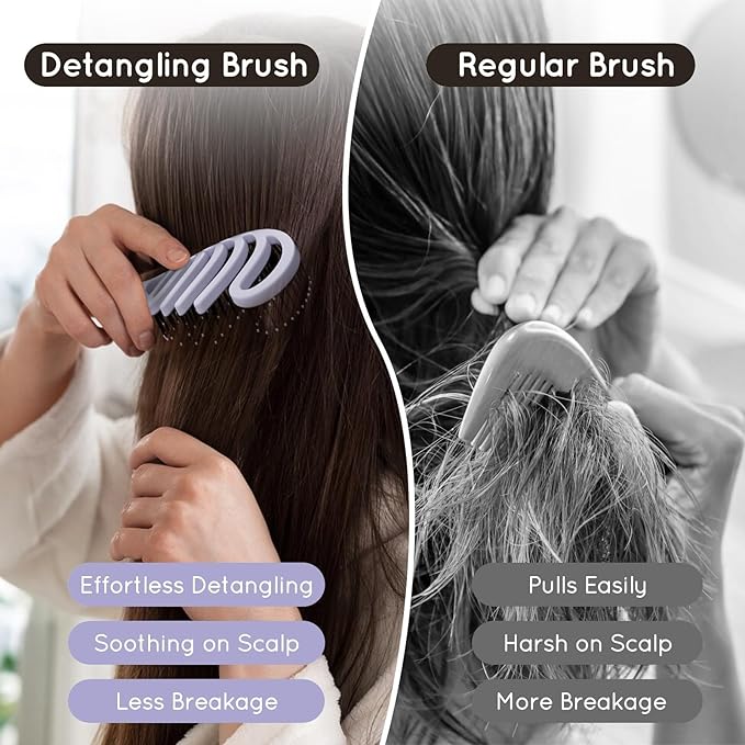 Detangling Brush, Vented Detangler Hair Brush for Fine, Straight, Long, Wet or Dry Hair with Smooth Bristles, Gentle on Scalp for Men, Women & Kids (Purple)