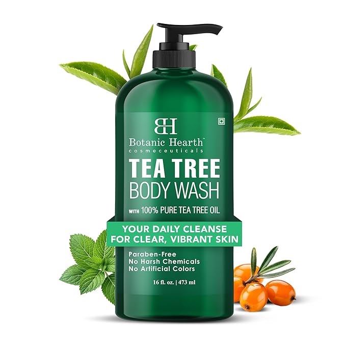 Botanic Hearth Tea Tree Body Wash -16 fl oz- All-Natural Antifungal & Odor-Control Shower Gel for Acne, Athlete’s Foot, Ringworm, Jock Itch & Healthy Skin,Sulfate & Paraben Free, for Men and Women