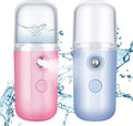Honoson 2 Pack Nano Facial Mister Spray Bottle Handheld Humidifier Portable Face Mister for Eyelash Extensions USB Rechargeable 1 oz Mini Skin Care Machine for Daily Makeup(Blue and Dark Pink)