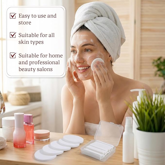 360 Pcs White Compressed Facial Sponges, Round Compress Face Sponge for Estheticians Soft Compressed Makeup Sponges with Travel case Face Exfoliating Pads for Washing SPA Makeup Removal