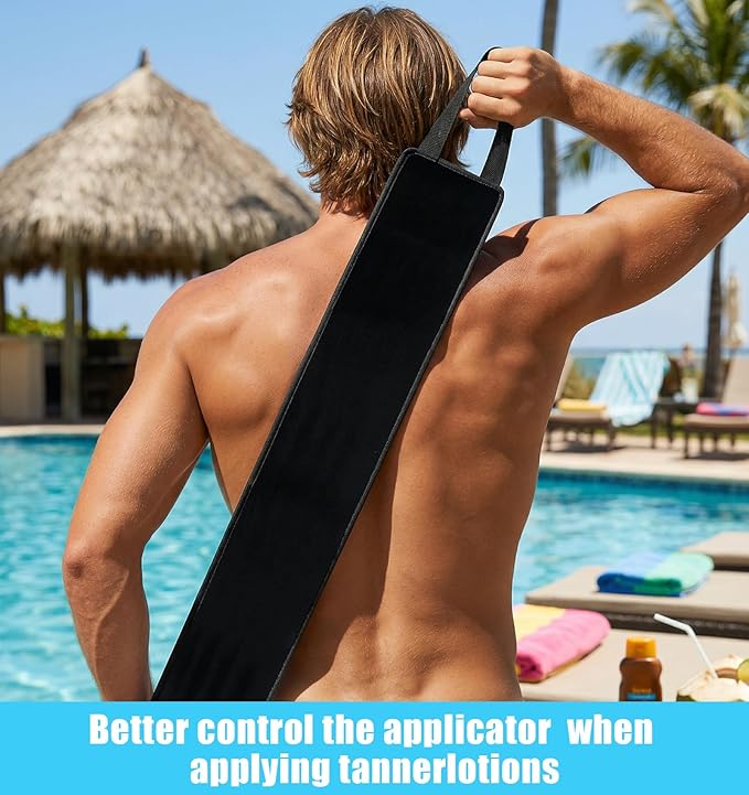 Back Self Tanner Applicator, Back Tanning Applicator, Double-sided Used for Self-tanning Lotion, Mousse, Cream (Black)