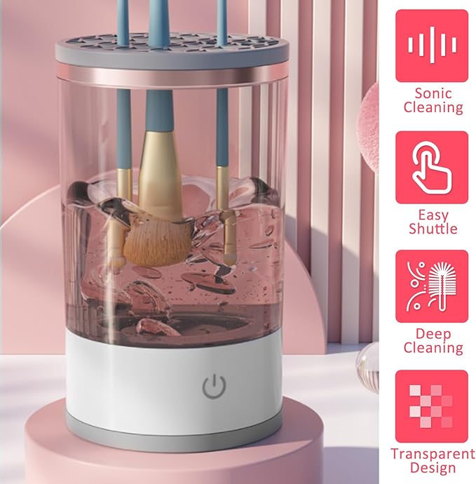 US Electric Makeup Brush Cleaner Portable Makeup Brush Cleaner Machine USB Powered Cosmetic Brush Cleaner Deep Cleaning Cosmetics Brushes Cleaning Tools for Makeup Brush 16x9x9cm(White)