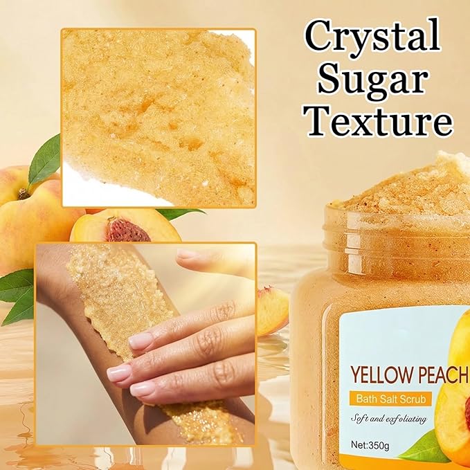 Yellow Peach Body Exfoliator, Deep Cleaning Exfoliating Body Scrub, Moisturizing Nourishing Salt Rose Body Scrub, 350 g