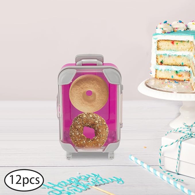 DMSIDN 12-Pack Mini Suitcase Party Favor Boxes - Colorful ABS Luggage-Style Storage for Candy, Jewelry & False Eyelashes - Cute Travel-Themed Gift Boxes for Weddings, Birthdays & Showers