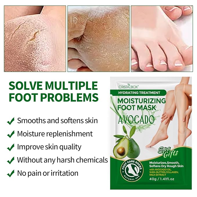 5 Pack Moisturizing Foot Mask,Hydrating Foot Masks for Dry Cracked Feet,Moisturizing Socks Dry Skin Moisturizer for Soft and Smooth Touch Feet,Foot Care Spa Gifts for Women Men Easter Basket Stuffers