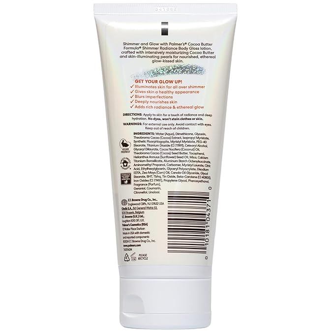 Palmer's Cocoa Butter Formula Shimmer Body Lotion with Vitamin E,5.25 Fl Oz,Radiance Body Gloss,Help Blur Veins,Cellulite,Marks,48 Hour Moisture,(Pack of 2)