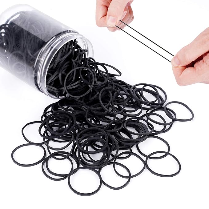HOYOLS 1 1/4 Inches Large Elastics Rubber Bands for Black Hair Ties Braiding Ponytail Holders Plastic Rubberbands for Women Girls Hair Crafts Office Supplier No Damage 330pcs (L) Latex-Free