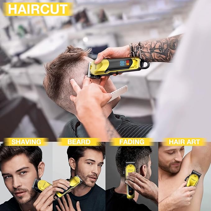 Hair Clippers Set for Men,Hair Clipper Trimmer with LED Display, Professional Cordless Hair Clipper Shaver Beard Trimmer, Hair Cutting Machine for Men, Holiday Gift for Father's Day Gift(with Apron)