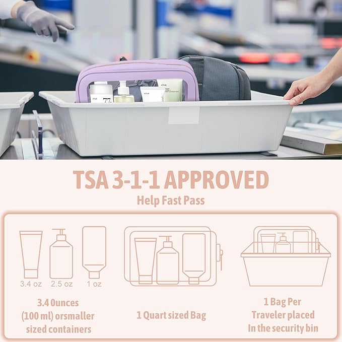 3PCS Clear Toiletry Bag,TSA Approved Travel Pouch with Zipper for Cosmetics and Toiletries，Diaper Bag Organizer Pouch Set, Purse Organizer and Clear Car Bag for Women and Kids