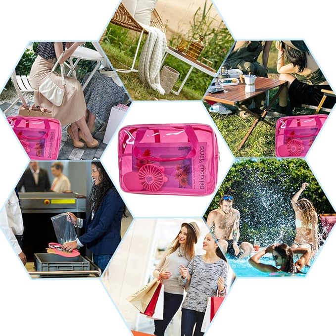 Pink PVC Pure Color Transparent Gift Pouch Wash Travel Makeup Cosmetic Bag with Handle for Travel Bathroom Toiletry Organizer (Pink)