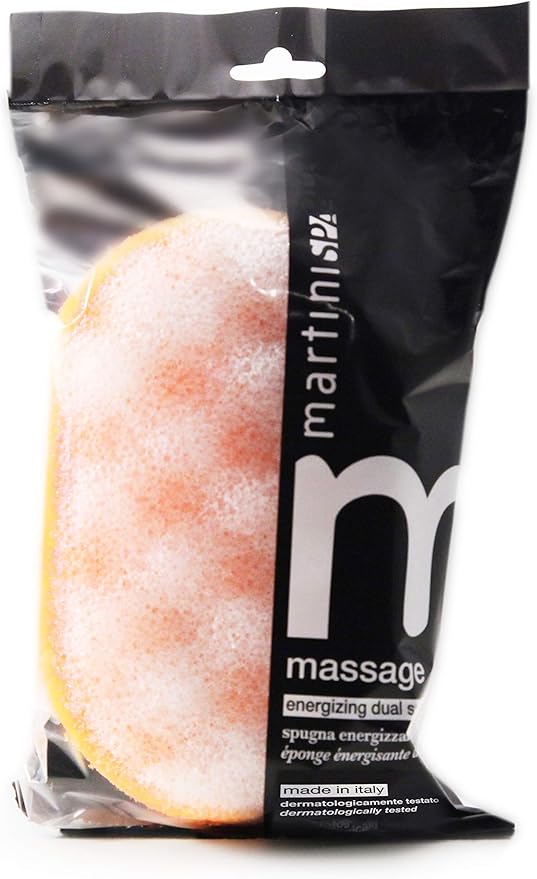 MartiniSPA Italian-Made 4-Pack Bath & Shower Sponge for Face & Body, Exfoliating Sponge for Men & Women, Dual Action Design, Dermatologically Tested – Four Color Variety Pack