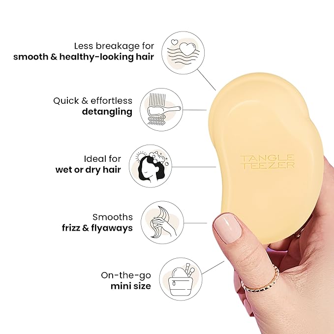 Tangle Teezer Original Detangler Brush, Dry & Wet Travel Size Mini Hair Brush, for Kids & All Hair Types, Buttercup Yellow