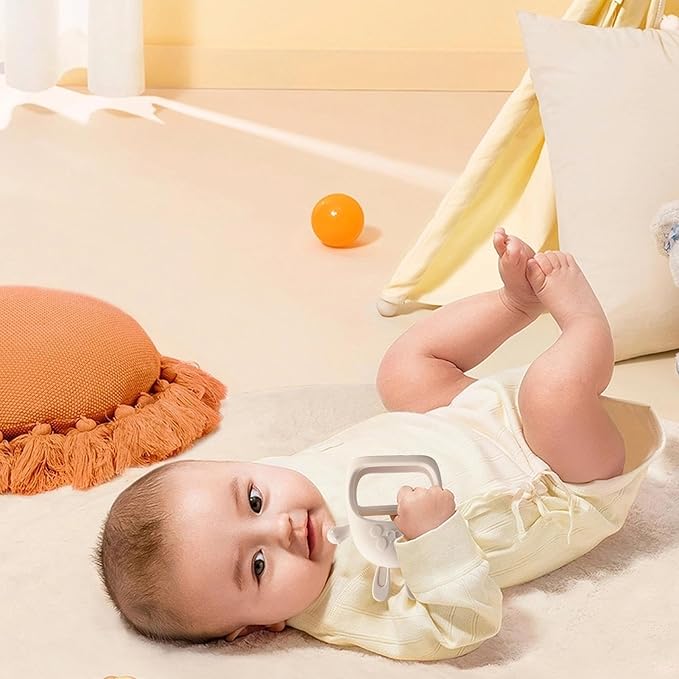 Children Teething Toy, Soft Flexible Texture, 12x12x4.5cm, Gum Massager, Care Accessories, Adorable Bunny Design, Ideal for 6-12 Months Boy Girl
