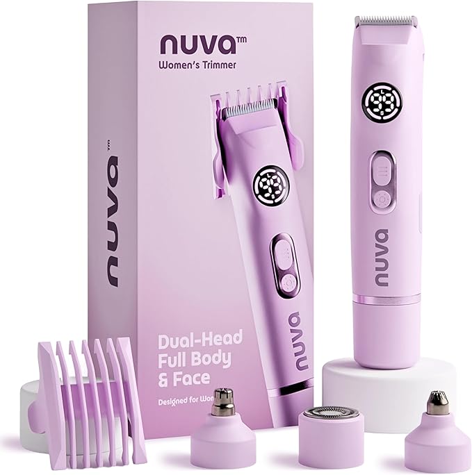 NUVA 4-in-1 Bikini Trimmer for Women | Painless Electric Razors & Shavers with Interchangeable Heads | Cordless Body & Facial Hair Trimmer with Ceramic Blade, IPX7 Waterproof and USB Rechargeable