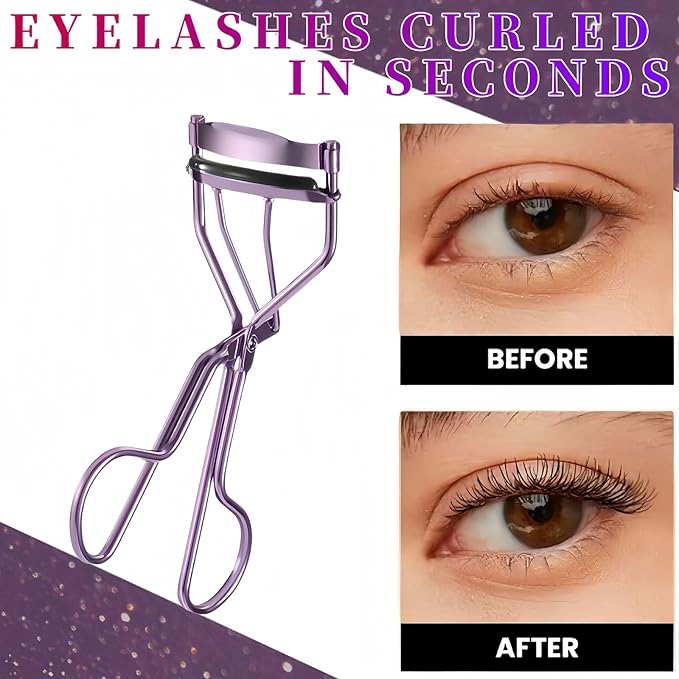 Professional Eyelash Curler with Lash Comb – Award-Winning Design – Pinch-Free, Effortless Curl for a Lash-Lift Effect in Seconds, Perfect for Home or Travel, Purple