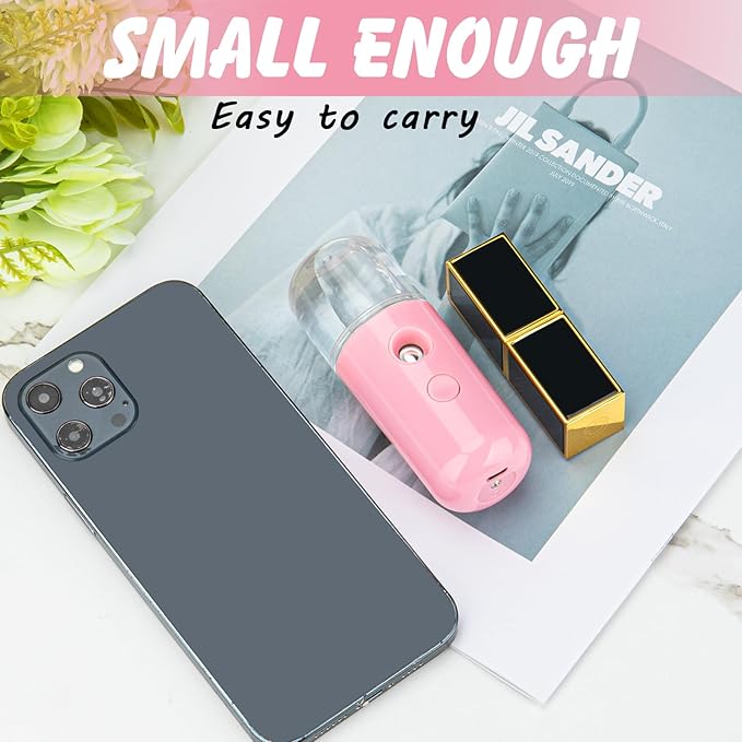 Kingsmile Nano Mist Sprayer, Electric Nano Mister, Portable Face Mister for Eyelash Extensions & Daily Care, Mini Face Humidifier, Facial Mister with 1OZ /30ML Large Capacity Screwing Water Tank Pink