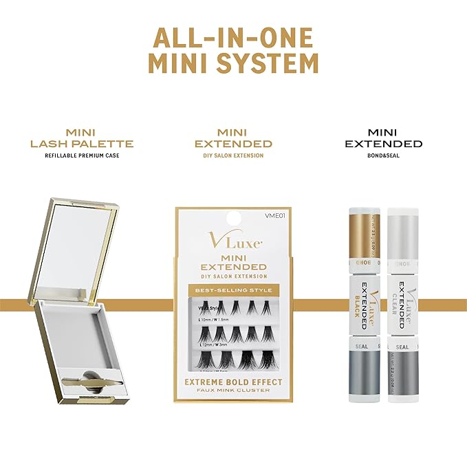 VLuxe Mini Lash Palette with Mirror & Tweezer Applicator, Luxury Lash Cluster Organizer Holder for Eyelash Extension & Fake Lash, Travel Storage Case for Mini Extended Lashes, Compact & Refillable