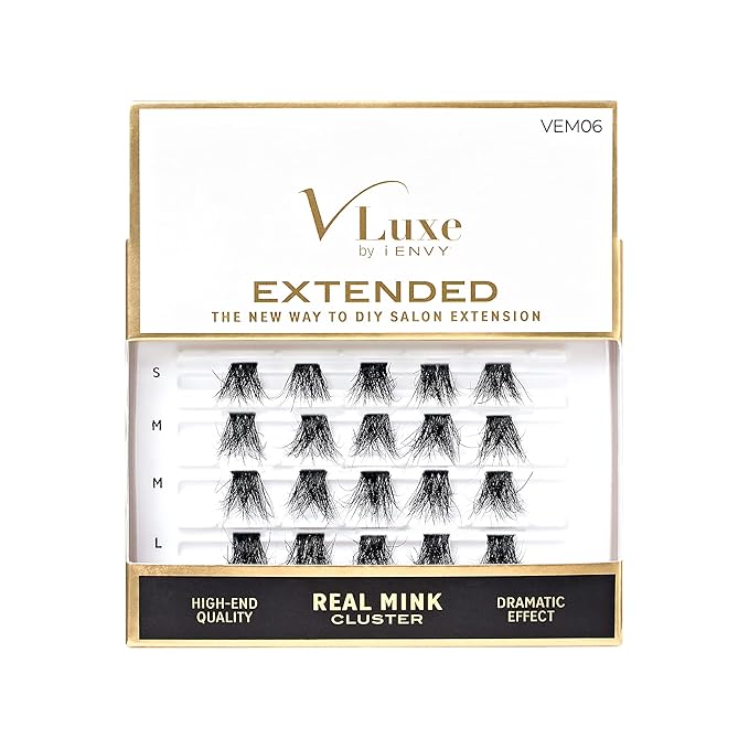i•ENVY Extended Real Mink Lash Clusters Lashes DIY Salon Lash Extension Apply Underneath Natural Lashes for Perfect Lash Extension Effect, False Eyelashes Reusable