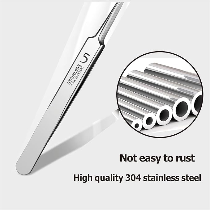 Blackhead Remover Pimple Popper Tool Kit - (5 Piece Kit) - Professional Stainless Pimples Comedone Extractor Removal Tool