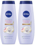 NIVEA Refreshing White Peach and Jasmine Body Wash with Nourishing Serum,Scented Body Wash for Women,Enriched with Provitamin B5 and Vitamin E,20 Fl Oz Bottle,(Pack of 2)