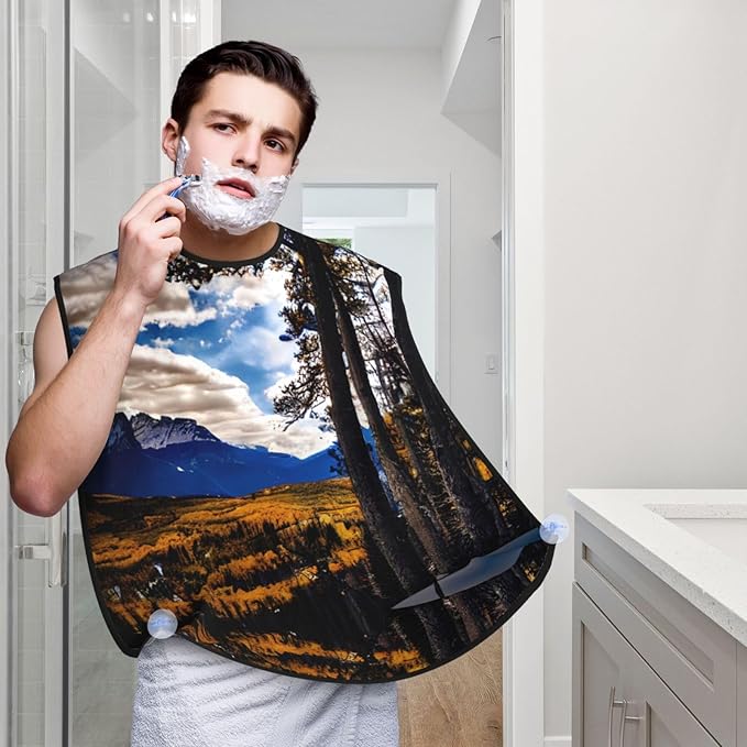 Rabbit Background Print Beard Bib Shaving Apron, Beard Hair Trimming Cape Gift For Dad