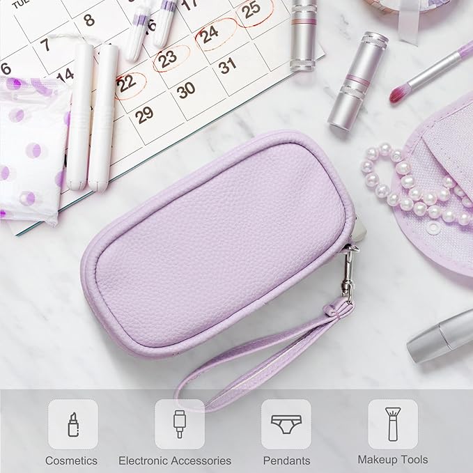 Portable Tampon Storage Bag,Tampon Holder for Purse, Small Organizer Bag with Handle, PU Period Pouch, Small Case for Feminine Products with Zipper Period Bags for Women