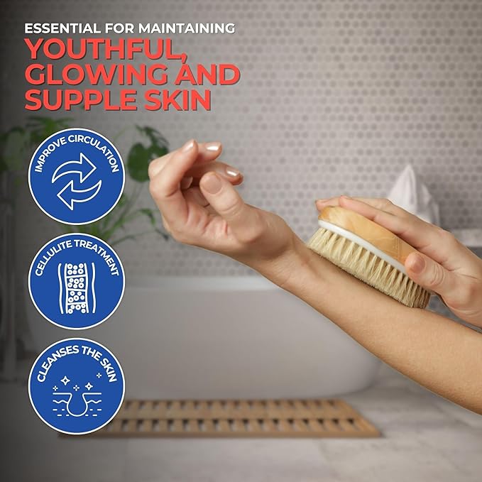 Yerba Prima Tampico Skin Brush (Pack of 1) - Natural Vegetable Fiber Bristles for Dry Skin Brushing