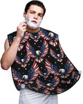 Adjustable Beard Catcher Apron, American Flag and Bald Eagle Patriotic Black Shave Bib, Non-Stick Waterproof Grooming Bib, Shaving Essential for Men Dad Christmas