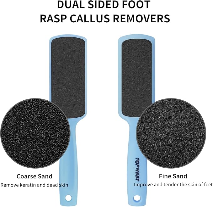 Foot File for Dead Skin - Dual Sided Foot Rasp Callus Removers, Professional Pedicure Tool for Soft, Smooth Feet (Blue)