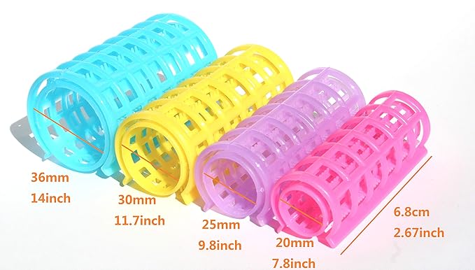 Kamay's Large Hair Rollers Comb Curlers Clips Styling Rollers Hair Curls Wave Style Hairdressing Curlers Tools (Plastic Styling 25mm/1" 10PCS Random Clolor)