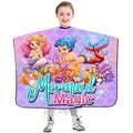 DOKKIA Barber Hair Cutting Cape Kids Children Toddler Boys Girls Hairdressing Salon Styling Cloth Apron Cover Gown with Neck Duster Brush Mermaid Tail Purple