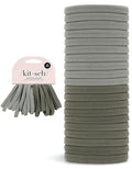 Kitsch Nylon Hair Ties No Damage - Stretchable Hair Bands for Strong All-Day Hold, Ponytail Holders | Hair Accessories for Girls | Ideal Gifts for Women - Eucalyptus, 20 Pcs