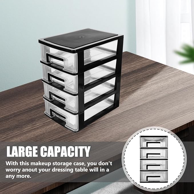 Beaupretty Elegant 4-layer Mini Storage Box Pp Plastic Desktop Drawer Type Storage Organizer Cosmetics Holder for Makeup Desk Supplies