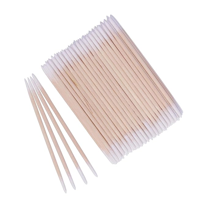 1000pcs Double Side Wood Cotton Swab Microbrush Eyelash Sticks Cleaning Swabs Nails Ear Toothpicks Cosmetic Eye Lash Glue Removing Tools (500PCS)